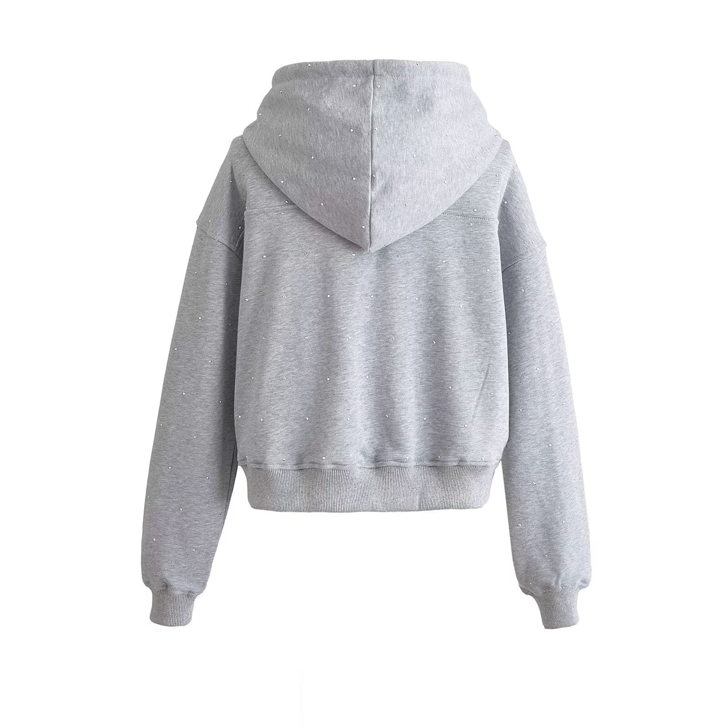 Sommer Ny Europæisk Og Amerikansk Stil Stjernefunklende Rhinestone Hættetrøje Med Snørefrakke Dame Sweater