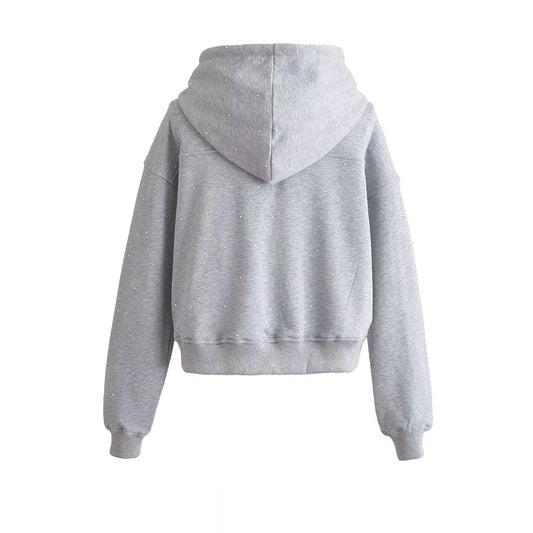 Sommer Ny Europæisk Og Amerikansk Stil Stjernefunklende Rhinestone Hættetrøje Med Snørefrakke Dame Sweater