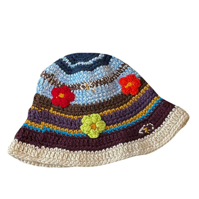 Women's Autumn And Winter Thin Small Flower Knitted Fisherman Hat