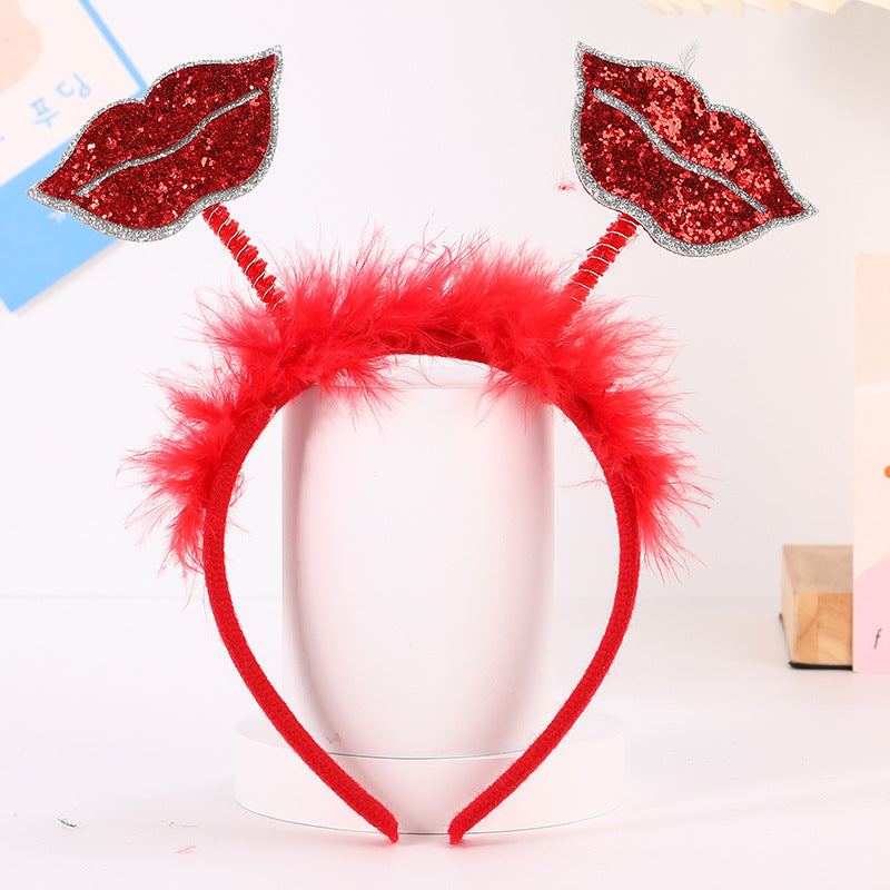 Red Heart Headband Accessories Three-dimensional