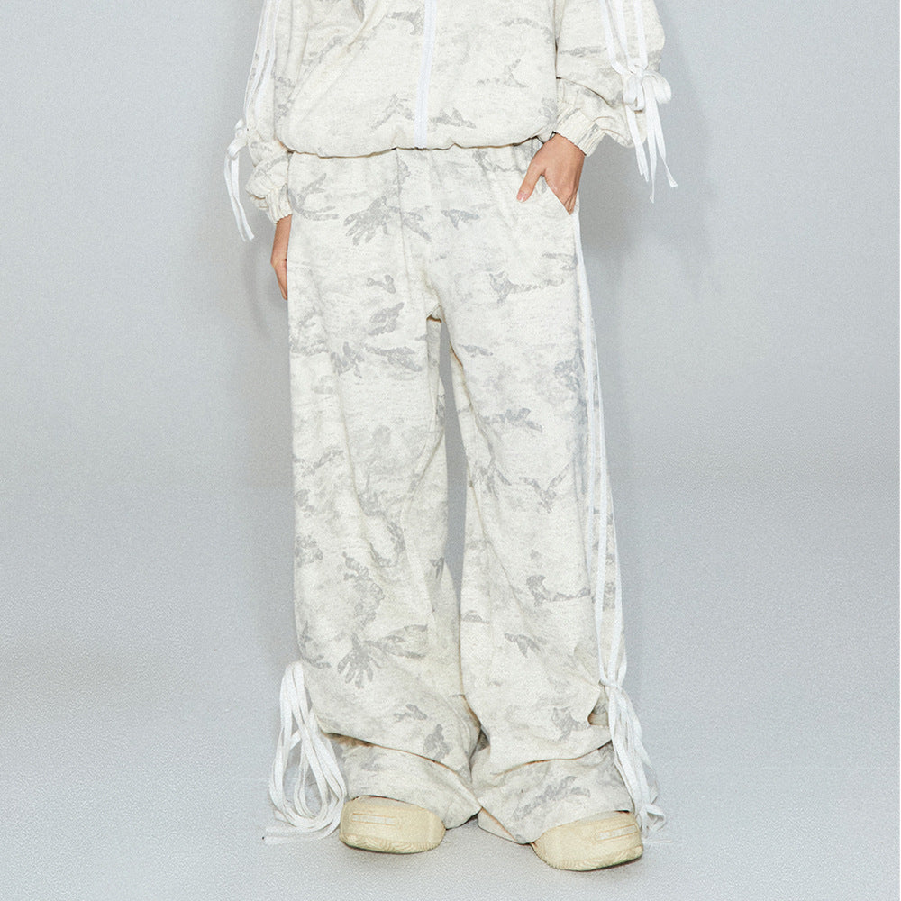 Men's And Women's Three Bars Casual Straight-leg Suit