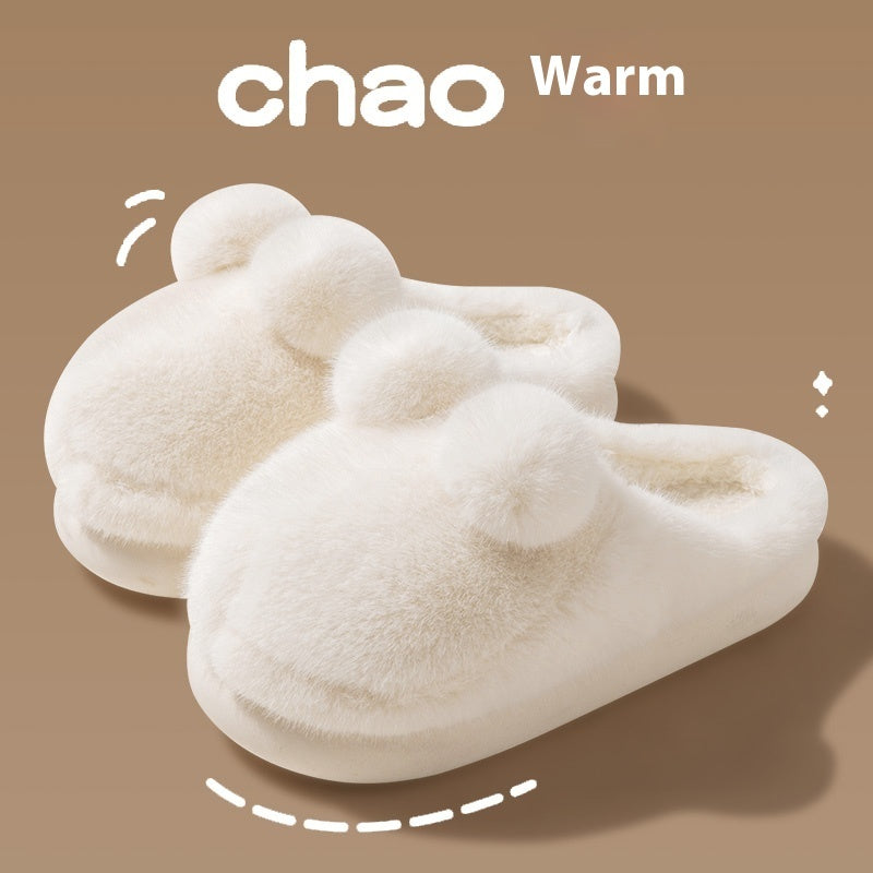 Cute Rabbit Indoor Home With Velvet Warmth Baotou EVA Anti Slip Slippers