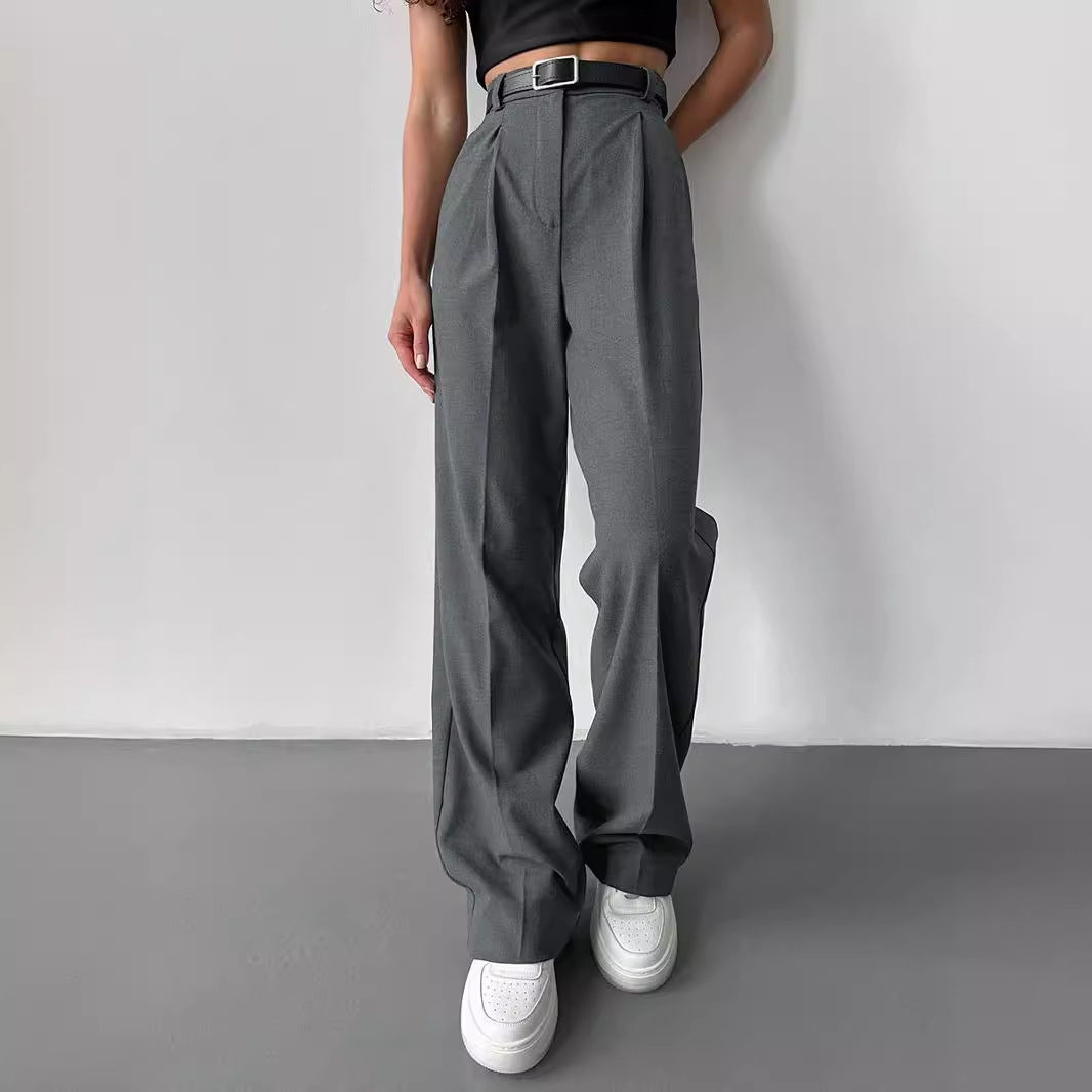 Temperament Commute Loose Straight Trousers