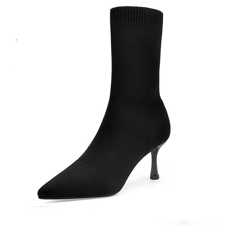 Winter Socks Boots High Heel Women's Shoes