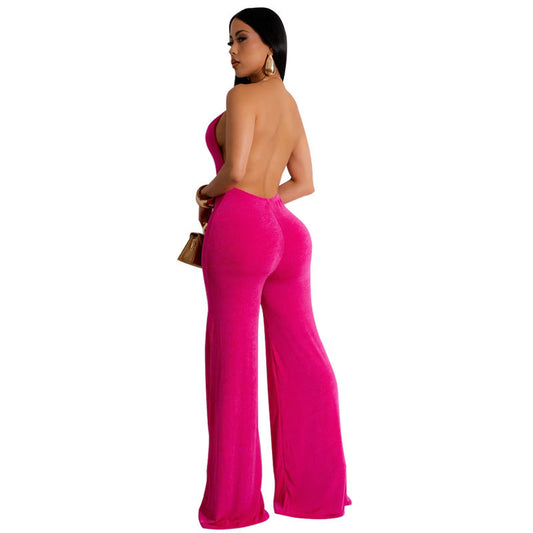 New Fashion Jumpsuit Women's Solid Color Sexy Casual