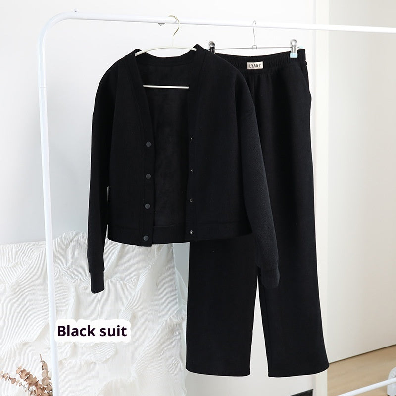 Fleece-lined Casual Suit Women's Fashion Korean Style Slimming