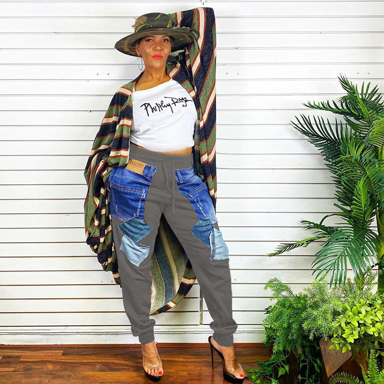 Women's High Waist Street Hipster Temperament Commuter Casual Pants Black