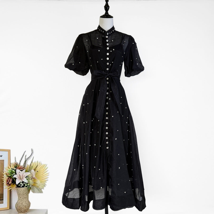Womens Vintage-Style Floral Print Cinched Waist Dress