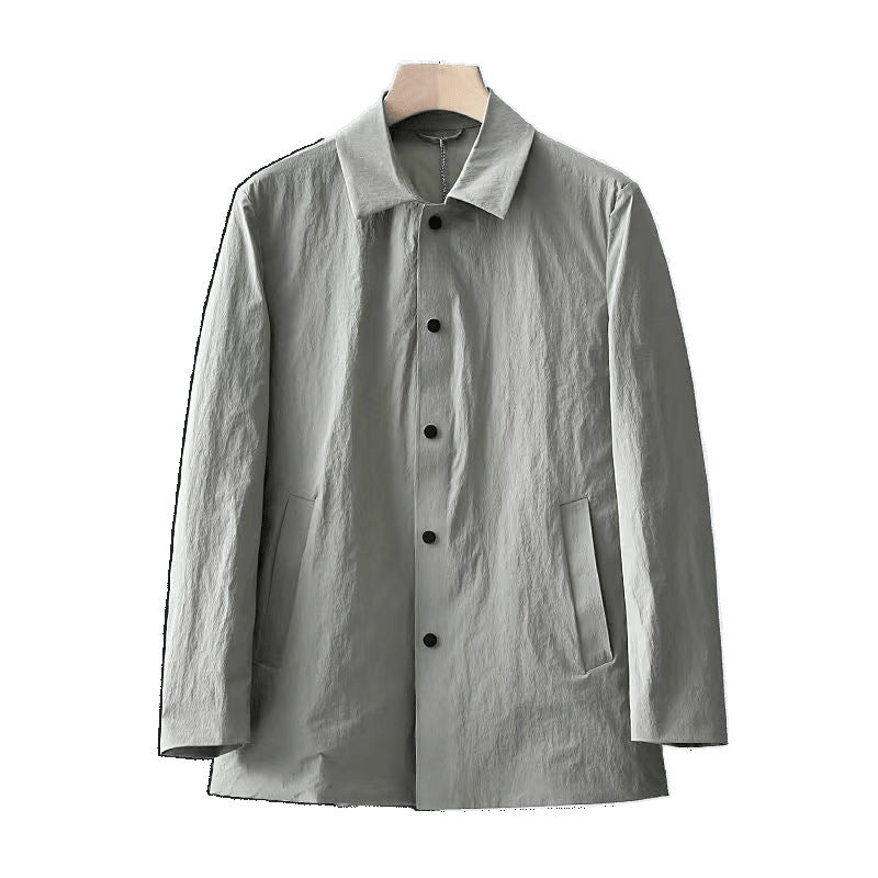 Light Luxury Casual Mid-length Trench Coat Men's Thin Sun-proof Coat Fashion Polo