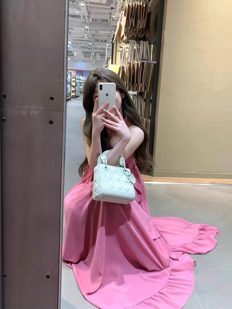 Women's Sexy Backless Halterneck Waist-Cinching Dress