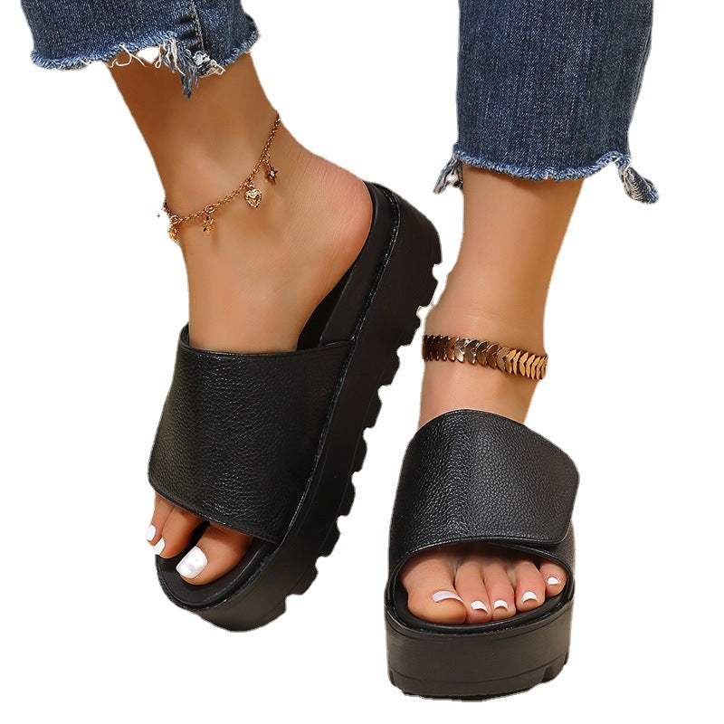 Women's Muffin Platform One Word Velcro Sandals