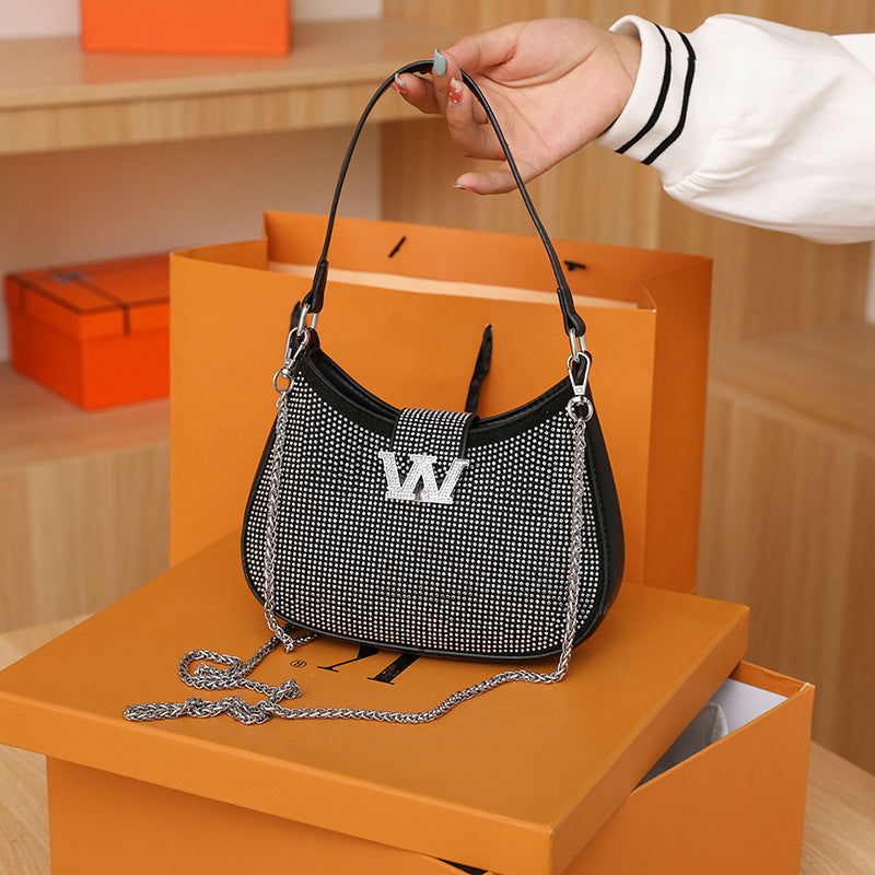 Chain One Shoulder Rhinestone King Bag Portable Women's Bag