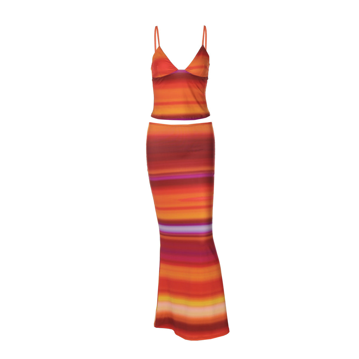 Women's Fashionable Printed V-Neck Slip Dress Set That Flatters The Figure