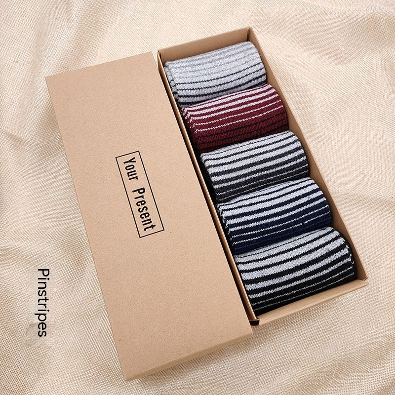 Men's Boxed Mid-calf Wool Socks 5 Pairs