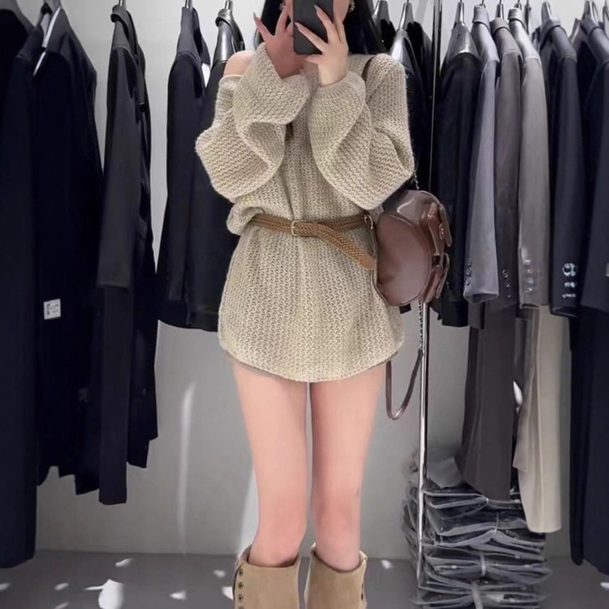 French-style Hollow-out Long-sleeve Knit Sweater For Women Early Autumn New Arrival