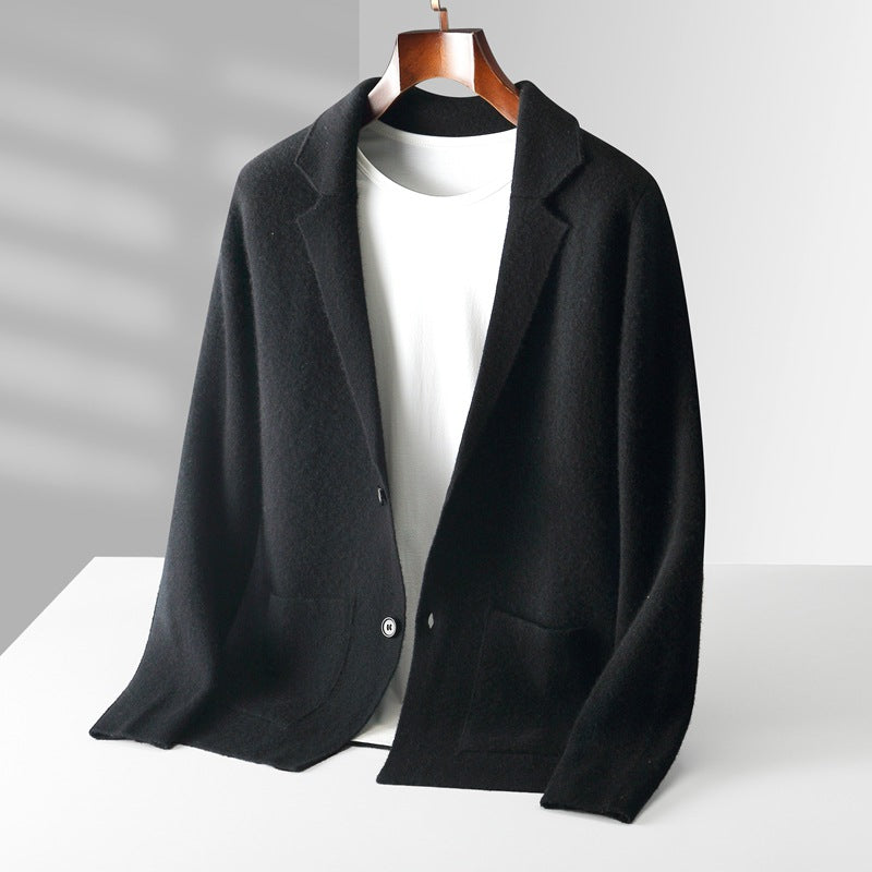 Efterår Vinter Herre Cardigan Kashmir Sweater Business Casual Plys Strikket Tyk Sweater