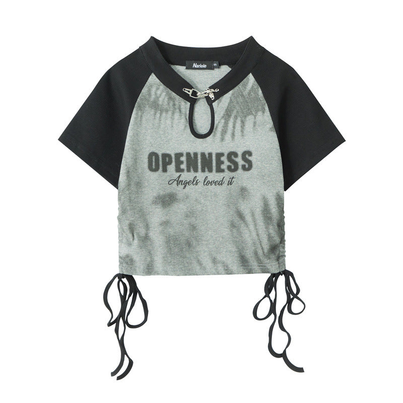 New Chinese Style Short-sleeved T-shirt Women's Summer Strap Raglan Sleeve
