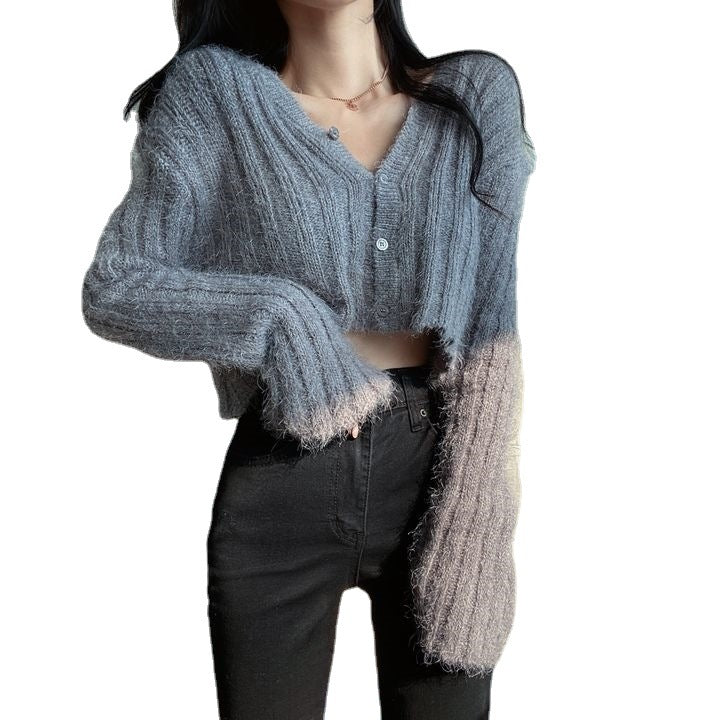 Women's V-neck Long Sleeve Knitted Cardigan Short Sweater