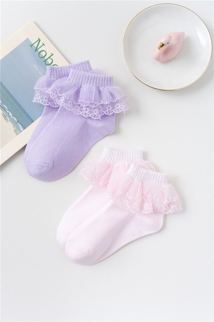 Mid Tube Winter Lace Atin Dance Princess Socks