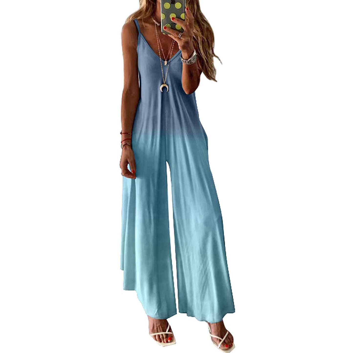 V-neck A Version Long Skirt Loose Plus Size Suspender Jumpsuit