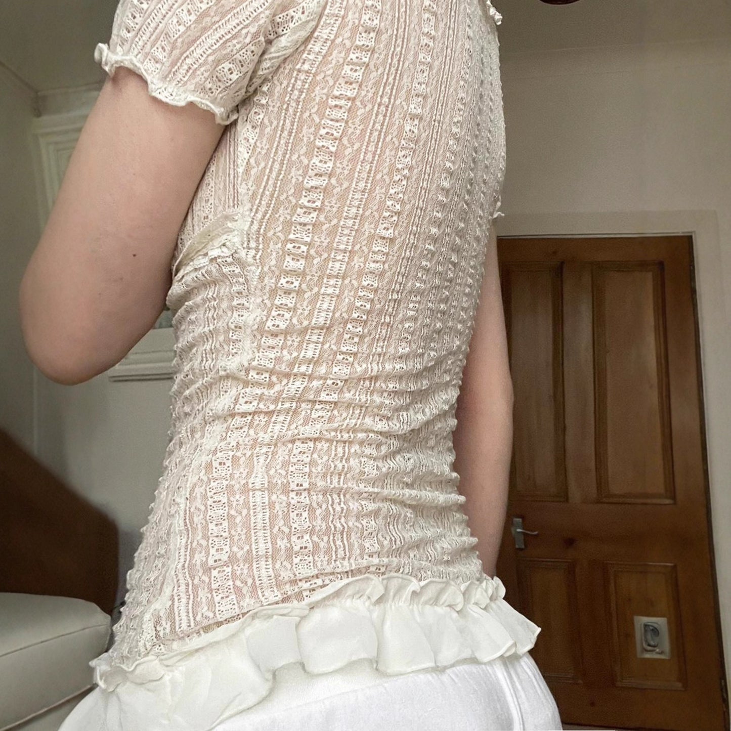 French-Style V-Neck Lace Top For Women Pure And Alluring