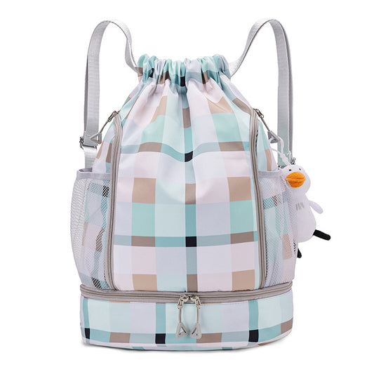 Drawstring Backpack 2 Large Capacity Multi-layer Outdoor Basketball Bag