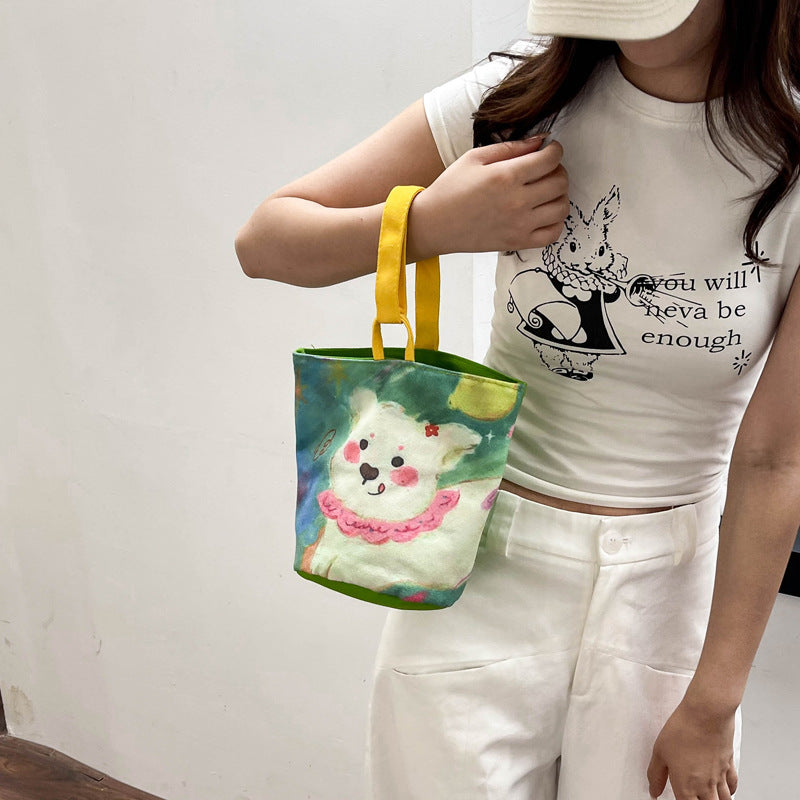 Oil Painting Style Handbag Cute Printing