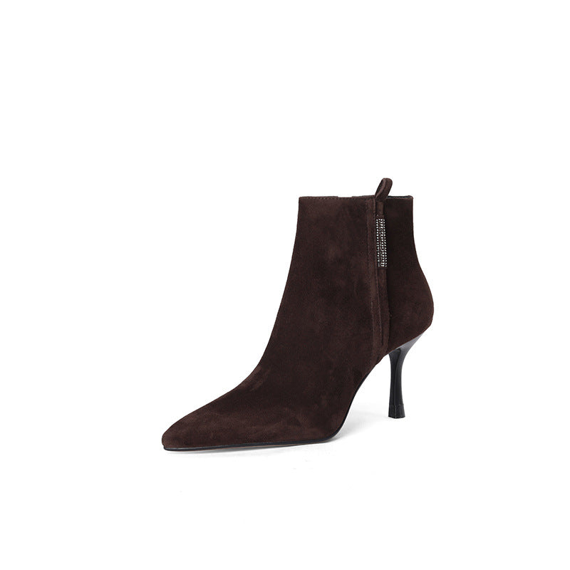 Side Zipper Rhinestone Women's Bare Elegant Woman Martin Boots