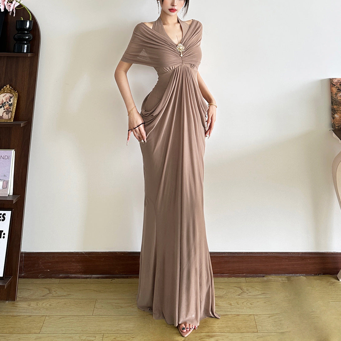 Strapless Mesh-Panel Bodycon Sheath Dress