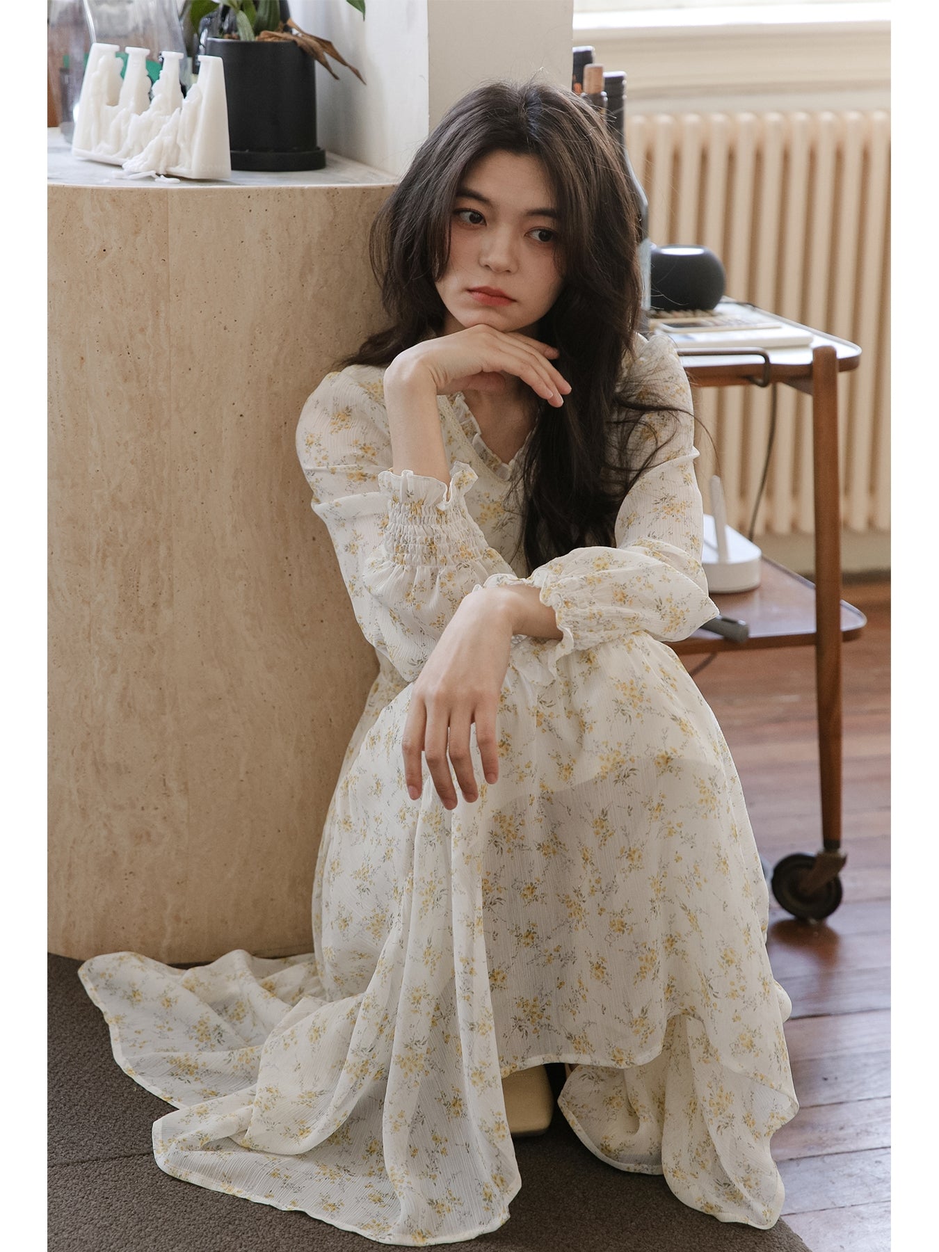 Women's Long Sleeved Floral Skirt Art