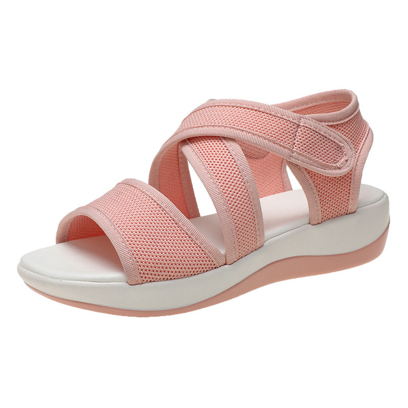 Fashion Flat Casual  Toe Velcro Ladies Sandals