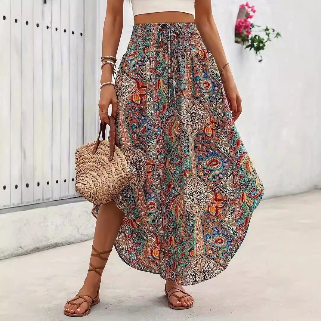 Plisseret A-formet nederdel med personligt print – casual