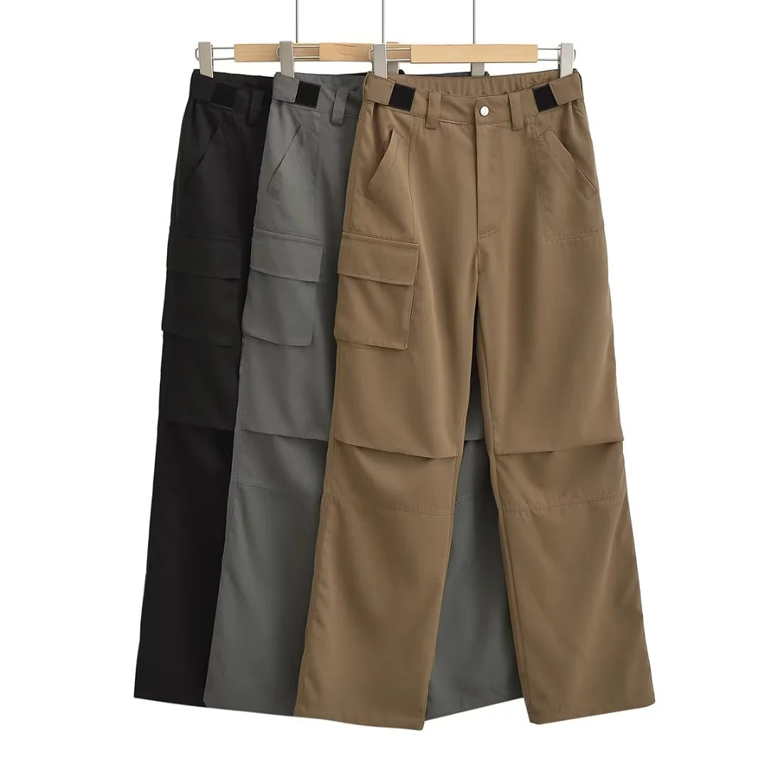 Adjustable Velcro Overalls Pocket Loose Casual Pants