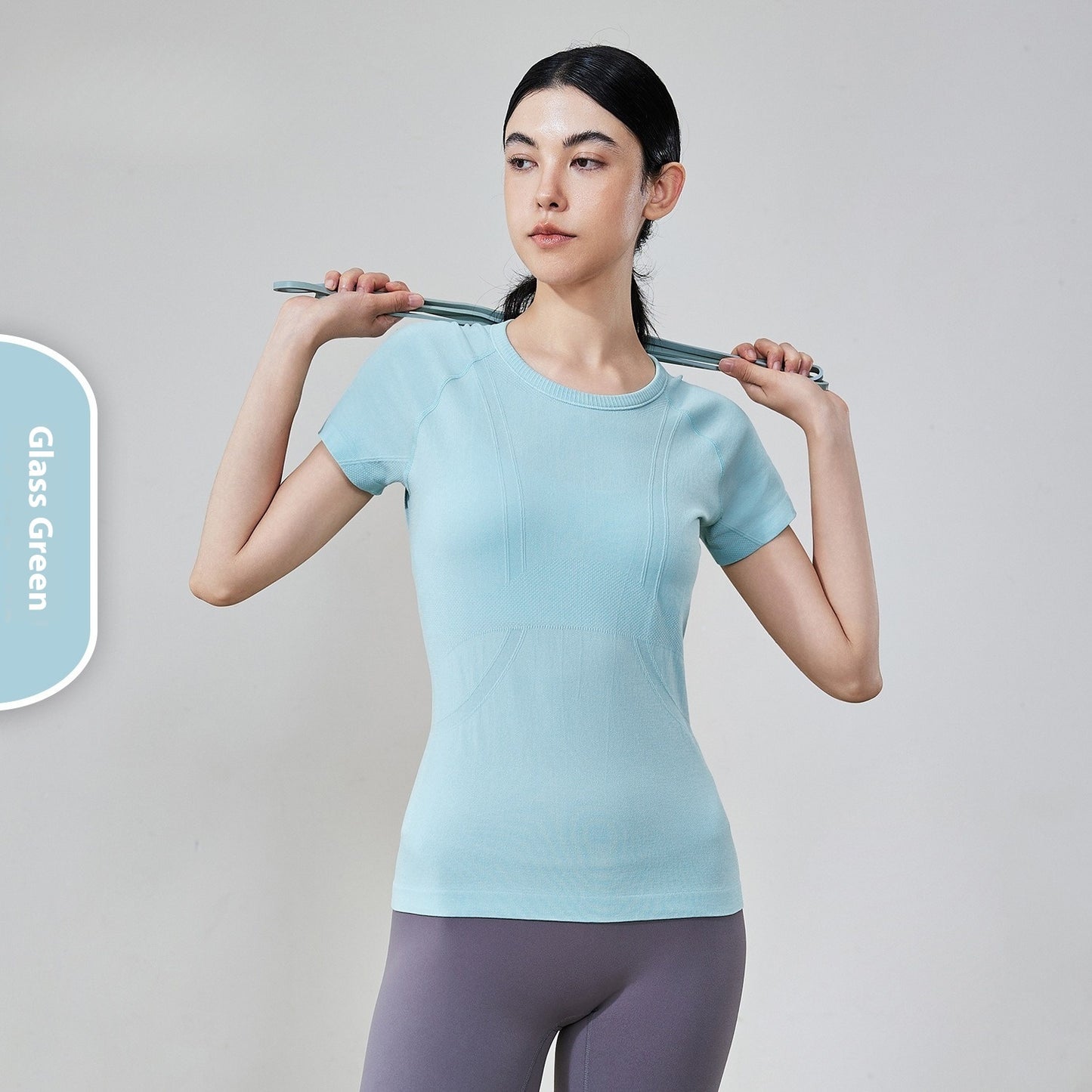 Seamless Antibacterial Nude Feel Slim Fit Yoga Jacket Short Sleeve