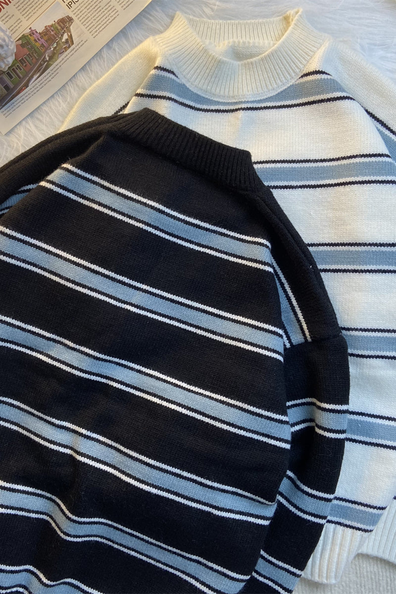Striped Crewneck Sweater Men's Autumn And Winter Style