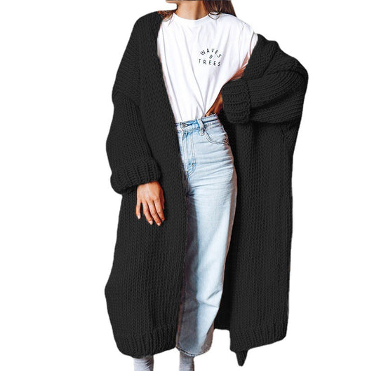 Long Solid Color Plus Size Loose Cardigan Sweater Coat