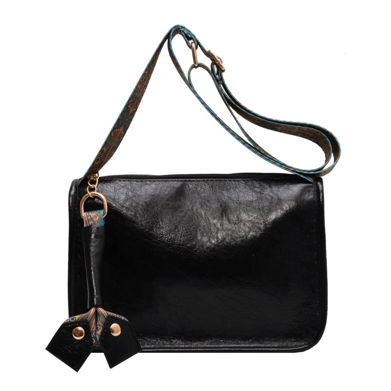Casual Single Shoulder Solid Color Large Capacity Wide Shoulder Strap Bag