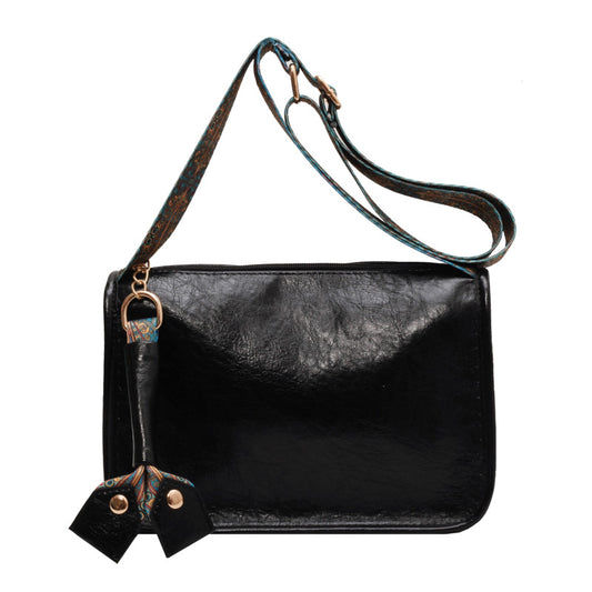 Casual Single Shoulder Solid Color Large Capacity Wide Shoulder Strap Bag