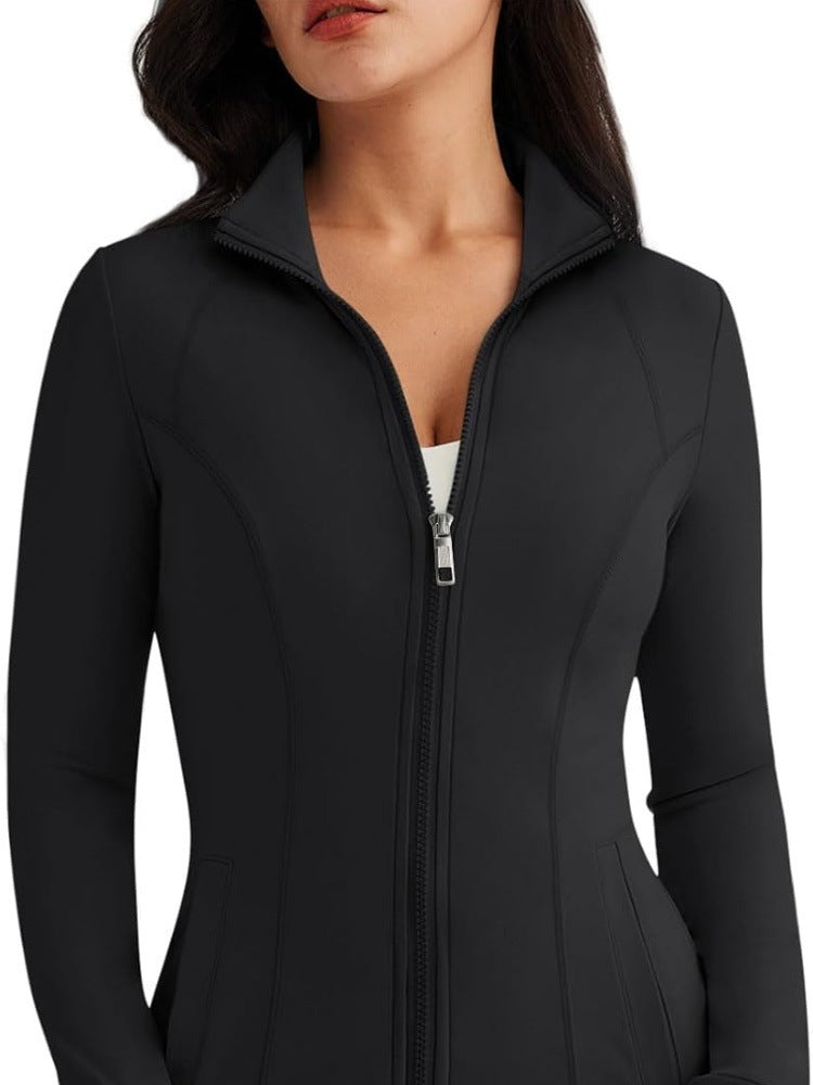 Womens High-Stretch Form-Fitting Long-Sleeve Sports Jacket