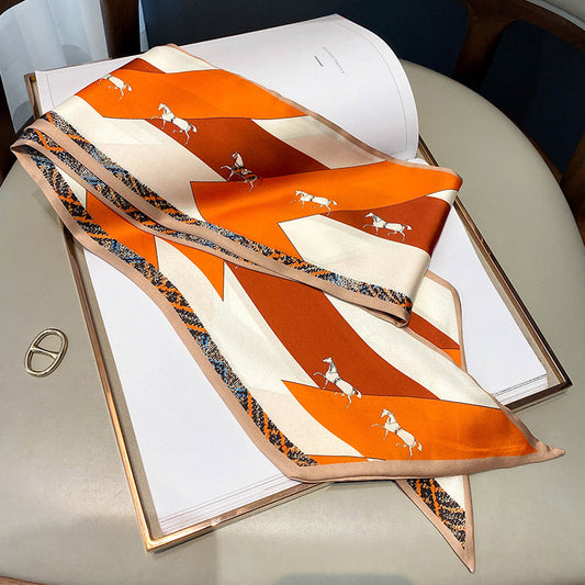 New Style Printed Silk Scarf Women's Fashion Double-sided Warm