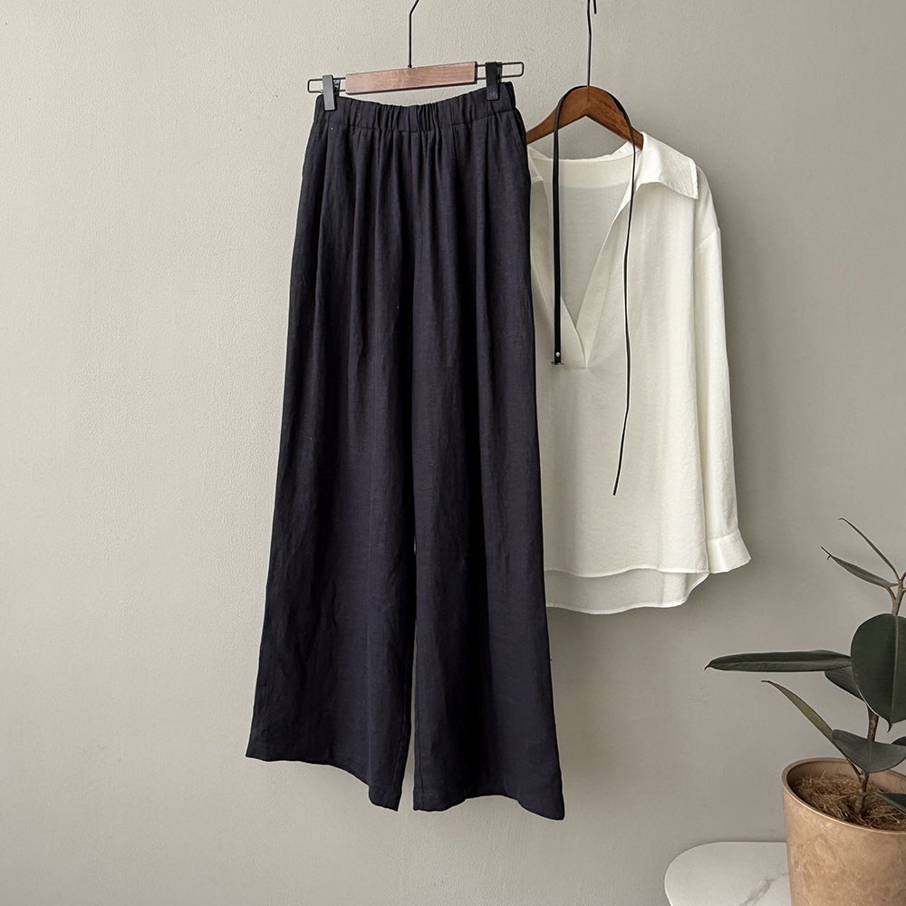 Thin Drape Slim-fit Wide-leg Pants