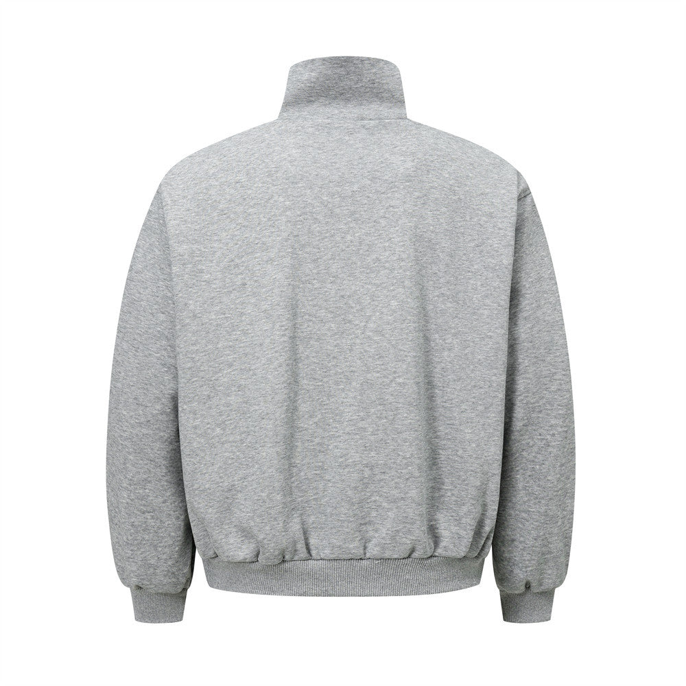 Ribbon Stitching Contrast Color Stand-up Collar Coat Sweatshirt
