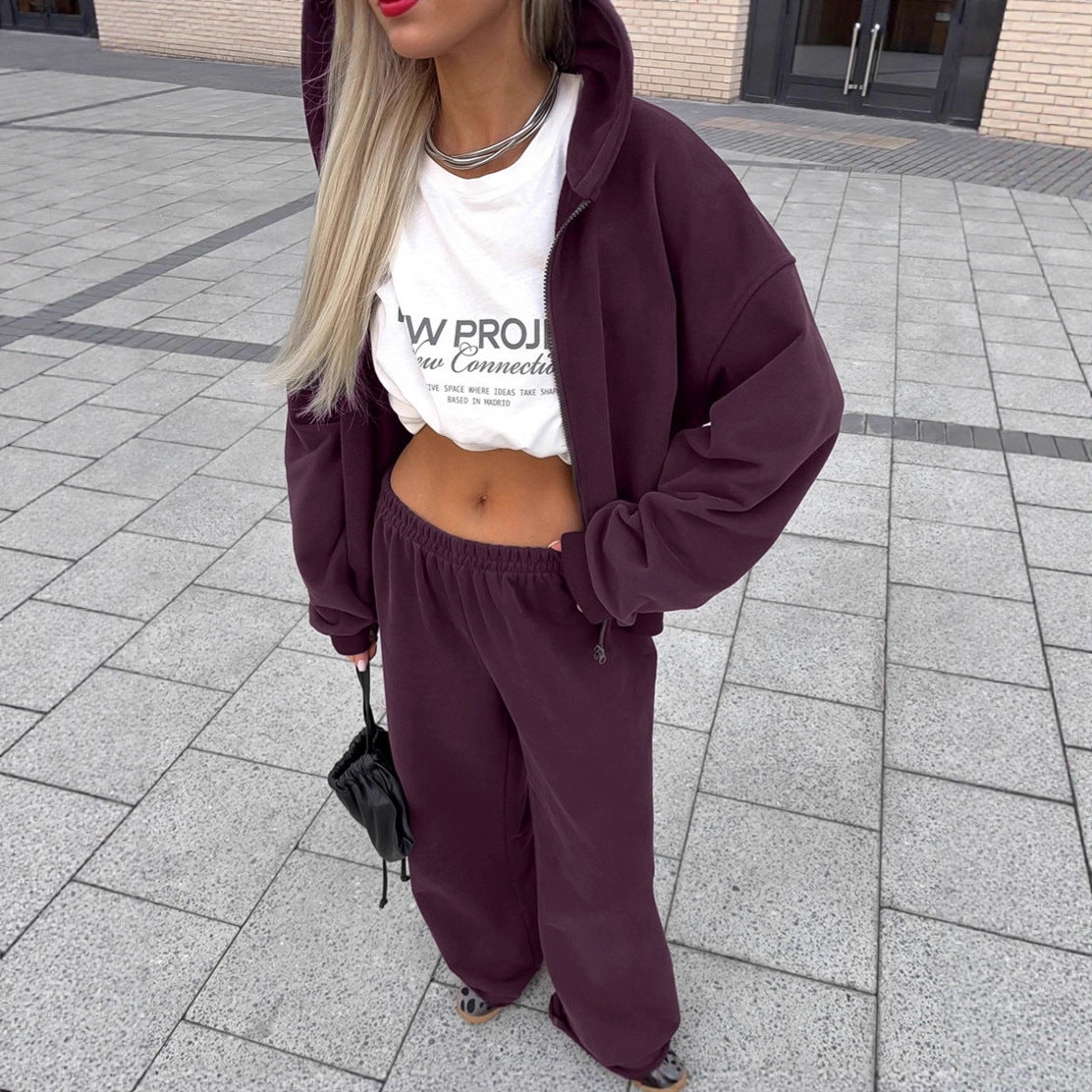 Fall Winter Fashion Coat And Trousers Two-piece Set