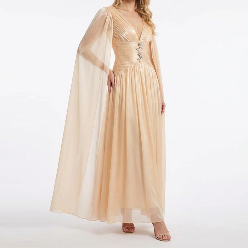 Women's Patchwork Chiffon French-style Long Dress