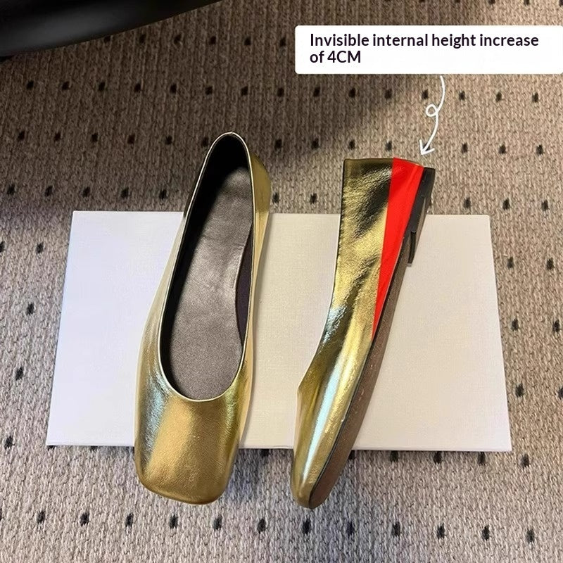 Women's Hidden-Heel Square-Toe Flat Shoes