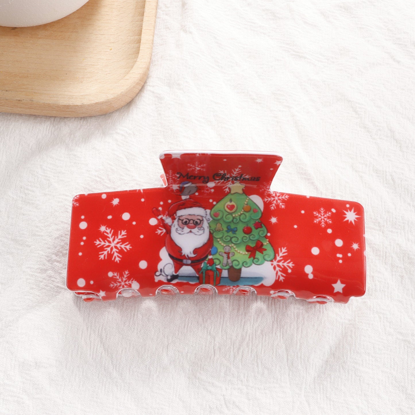 Christmas Snowflake And Santa Claus Pattern Shark Clip For The Back Of The Head