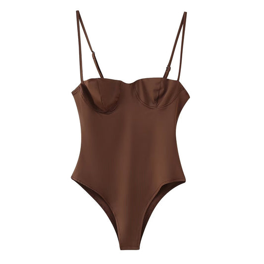 Ensfarvet Camisole Undertøjs-bodysuit til kvinder