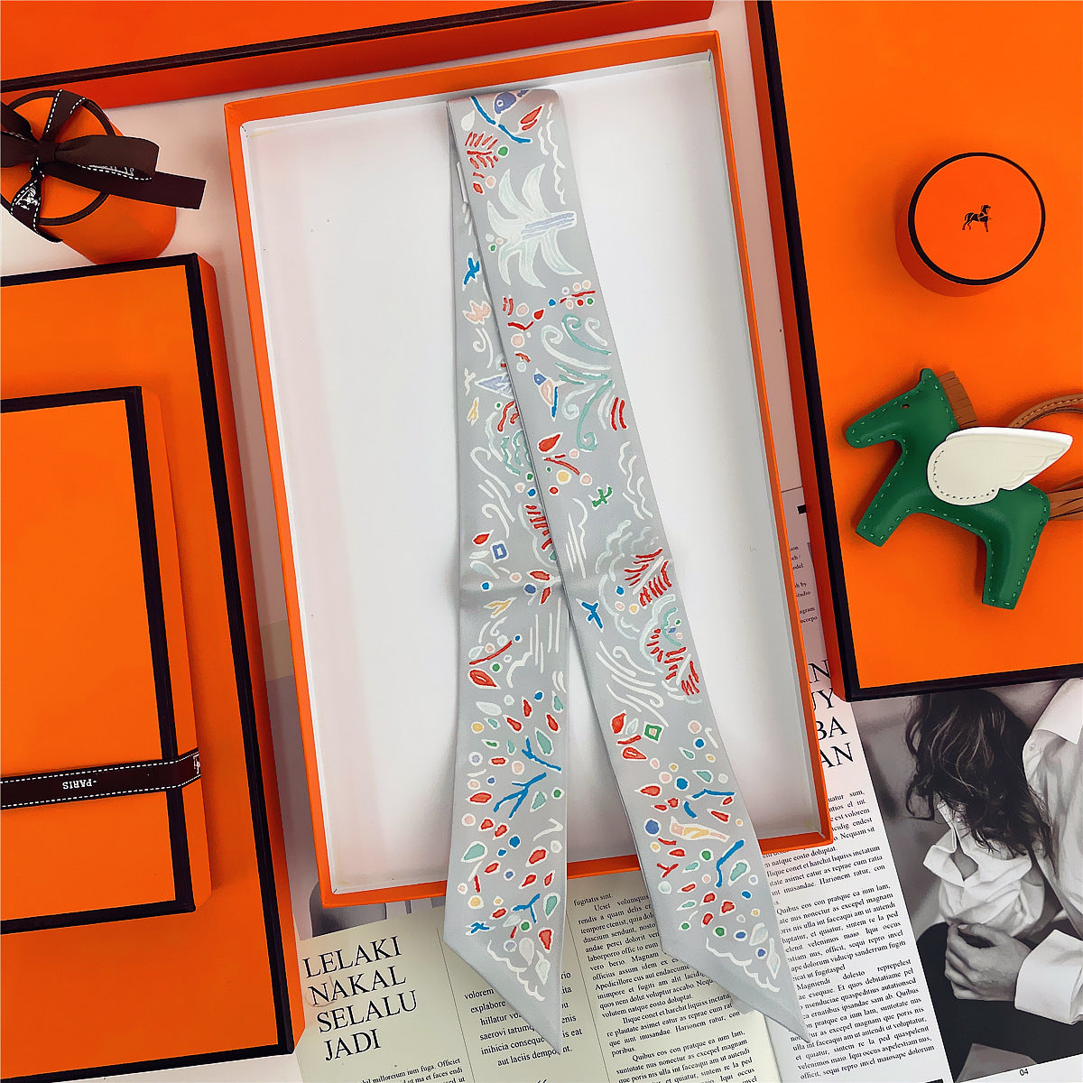 Thin Narrow Ribbon Strip With Floating Ends
