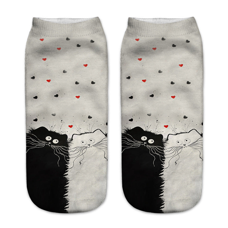 Cute Cat Series 3D Digital Printing Socks Children