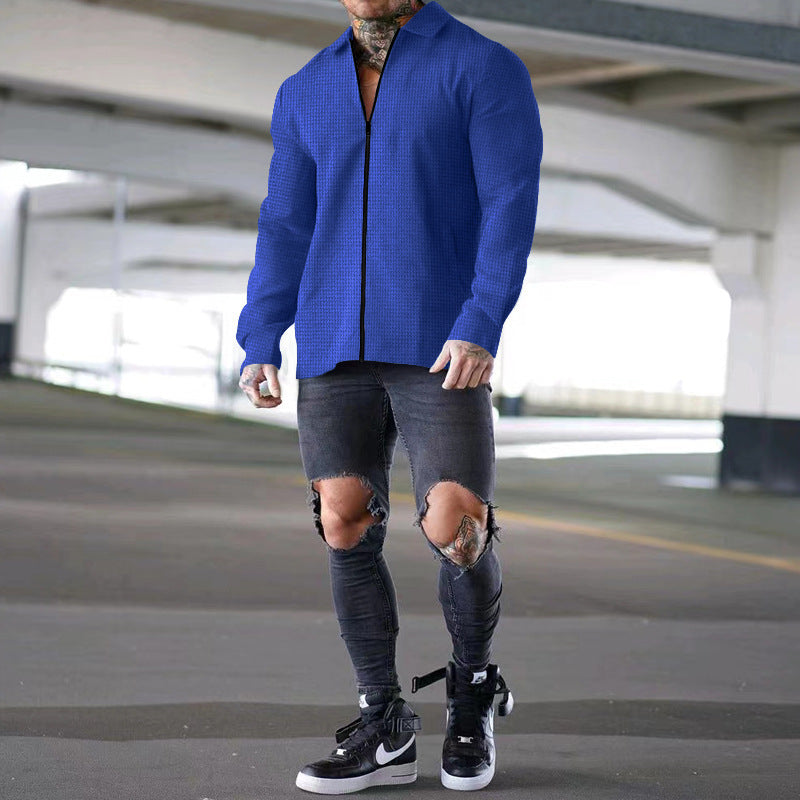 Summer Menswear Solid Color Long-sleeve Zipper